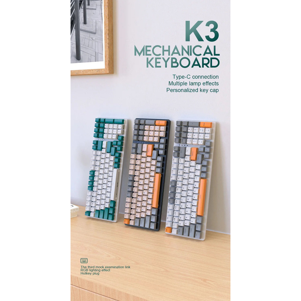 Teclado Mecânico com fio Wolf 100-Key grátis Eixo Verde Eixo Vermelho Eixo 98-Key Jogo Notebook Tipo Compacto