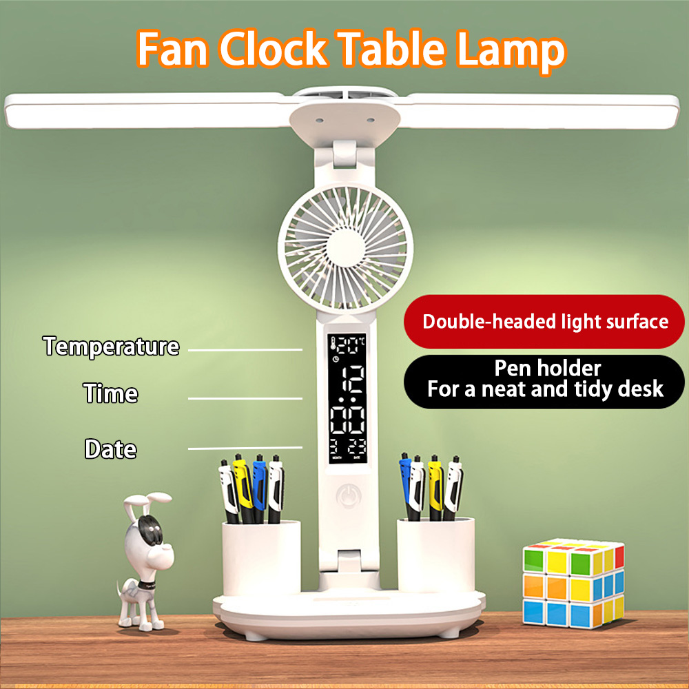 Lâmpada De Mesa Com LED De Proteção Dos Olhos Do Ventilador , Leitura , Luz Noturna , De Vento Alto