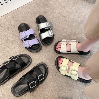 Sapatos Femininos Sandálias Planas Bokken Chinelos Moda Cor Sólida 36-40