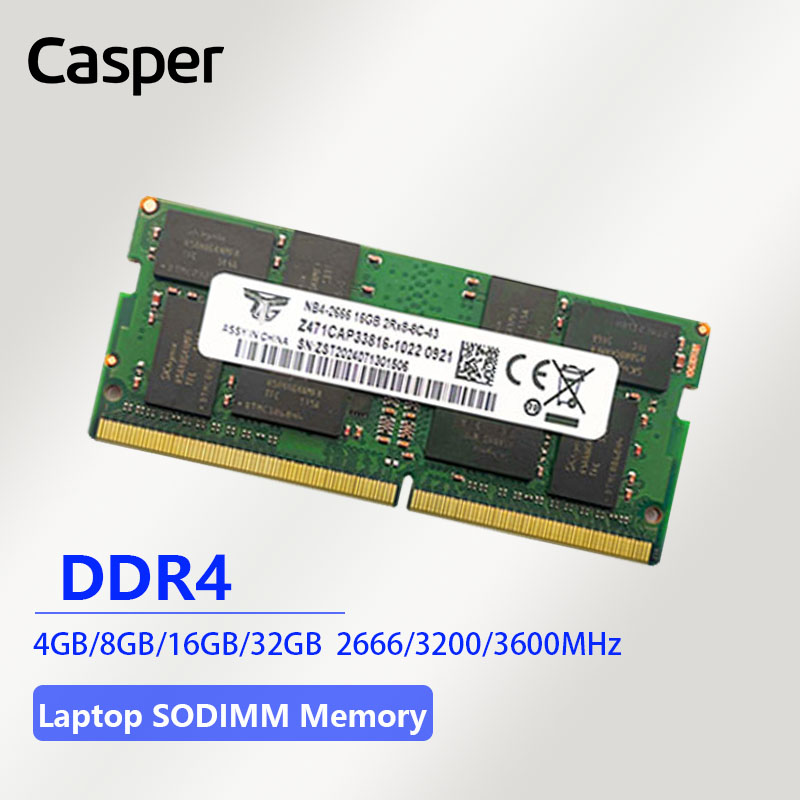 Casper Computador Portátil DDR4 8GB Módulo De Memória RAM Canal Duplo 4GB 2666/3200MHz Escritório Notbook Funciona Suavemente (Verde)