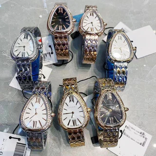 Marca Snake-Shaped Ladies Watch Versão coreana ins Style Simple Temperament Retro Light Luxury Steel Band Relógio de Quartzo