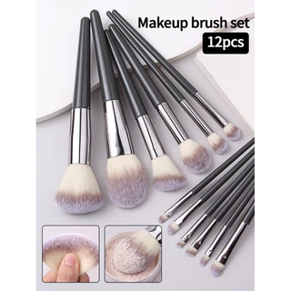 12pcs Conjunto De Pincéis De Maquiagem Multifuncional Pincel De Pó Macio Blush Em Alto Brilho Sombra Para Os Olhos Corretivo Barato Estudante Completo De Ferramentas De