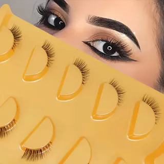 5 Pares De Meio Cílios Finos Para Volume Natural E Aparência Encaracolada-Perfeito Encontros Diários