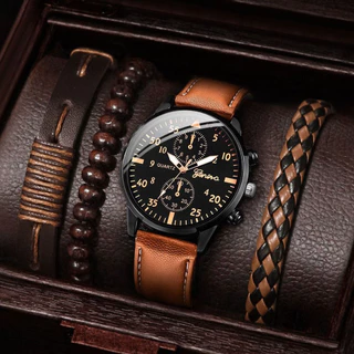Relógio De Quartzo Masculino Casual-Pulseira De Couro Vintage Com Elegante Para Uso Diário em Oferta na Shopee