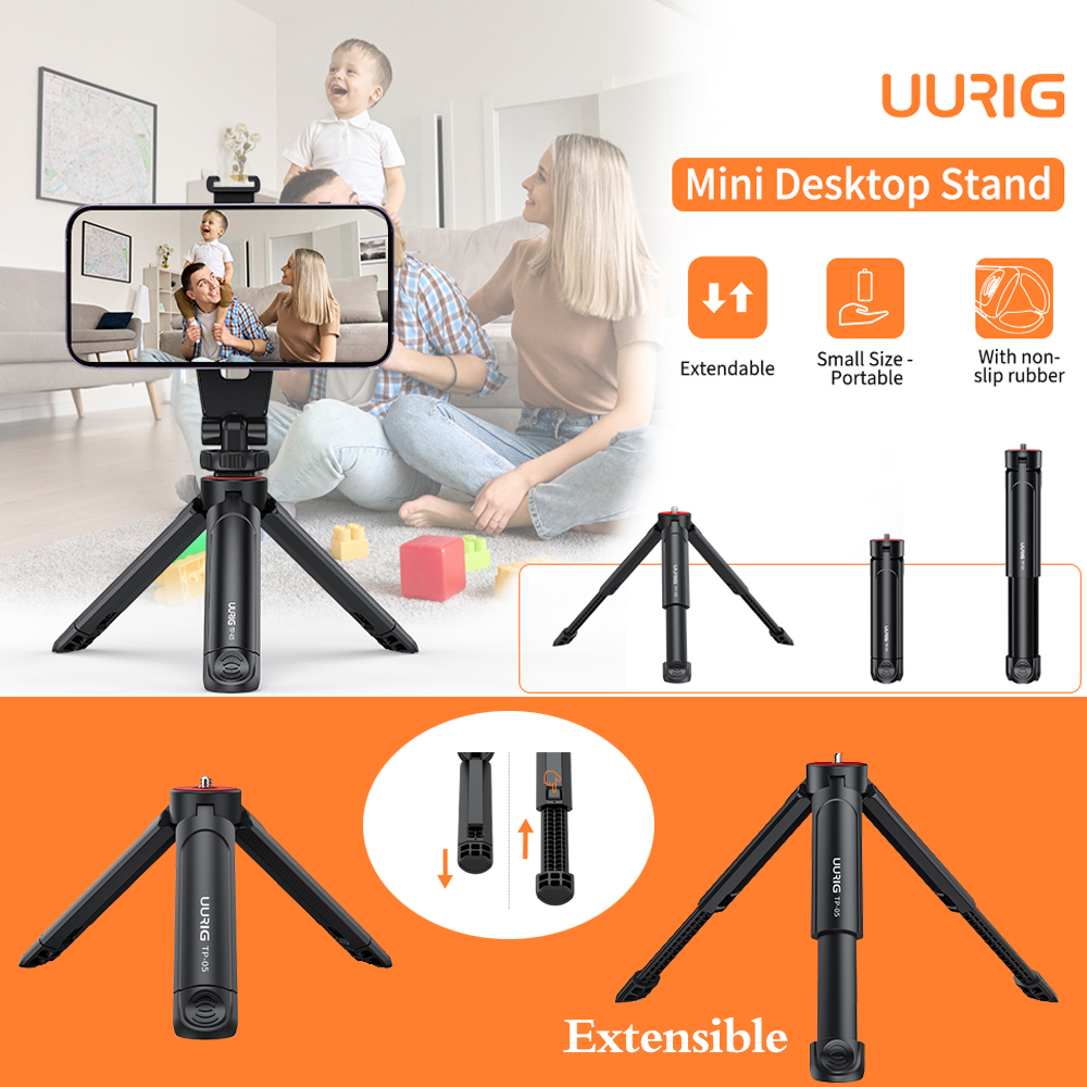 UURIG TP05 Mini Tripé Extensível Para Câmera , Alça Portátil Selfie ...