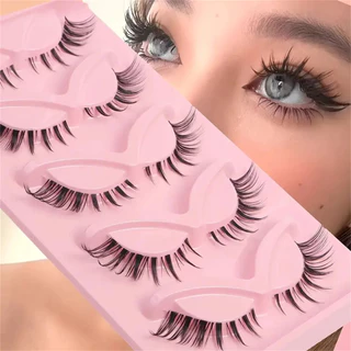 5-Em-0 Gato Cílios D-Rolo Rosa Caixa Conjunto Longos Olho Maquiagem Estilo Finos