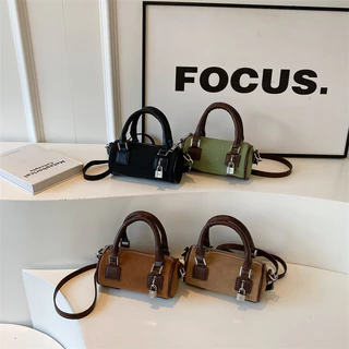 1PC Retro Estilo Simples Para Bolsa Feminina Sólida Emenda De Cor Pingente De Mão Com Pequena Fechadura Multi Funcional Alça De Ombro Ajustável Corpo Cruzado