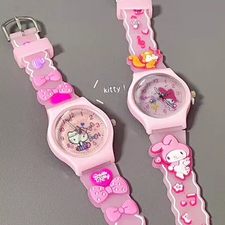 Sanrio Kuromi Hello Kitty Cute Cartoon Kids Watch School Relógios Estudantis De Alta Beleza Relógio De Quartzo Melodia Para Meninos E Meninas
