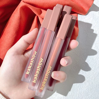 Kakashow Pink Satin Lip Gloss Veludo Mate Brilho Labial Brilho Labial Brilho Labial Não Fácil de Colar Copo Brilho Labial Brilho Labial Mate Ar