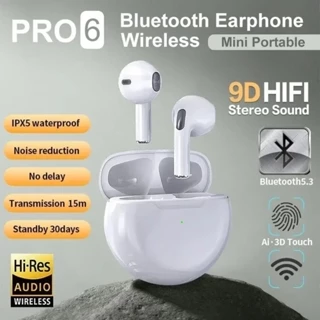 2024 Novo Fone De Ouvido Bluetooth Sem Fio PRO6 5.3 Protocolo Tipo Tampão Forte Resistência Fones Competitivos TWS Runin