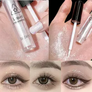 Sombra líquida Glitter lantejoulas deitado bicho da seda polarizado perolado brilho monocromático tubo redondo iluminador sombra líquida