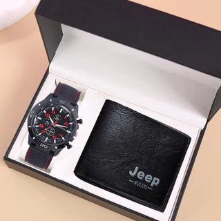 Kegllect Relógio + Carteira De Couro Masculino Com Pulseira De Quartzo Masculina Sem Caixa
