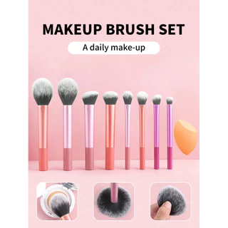 Conjunto de pincéis de maquiagem de tubo longo multicolorido com 8 + 1 conjunto de sopro inclui pincel de Blush Pincel de pó solto Pincel de contorno Pincel de sombra para os olhos Pincel de tubo alto Ferramenta de beleza Vendas de fábrica