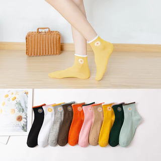 Outono inverno meias femininas absorventes de suor Mid-Tube meias casuais cor doce estilo Preppy estilo japonês Pi