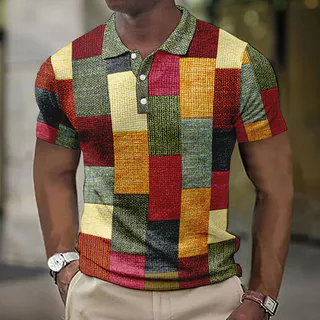 Moda Masculina Verão Camisa POLO Manga Curta Casual