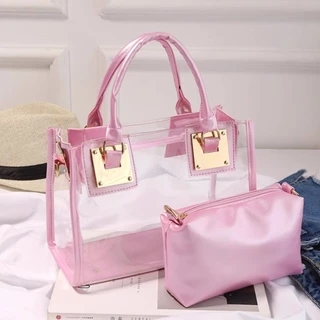 Moda Casual transparente bolsa de ombro bolsa mensageiro, com pequena bolsa de armazenamento