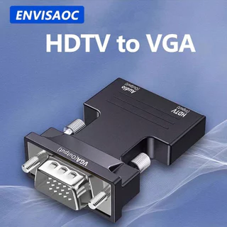 Adaptador VGA 1080P Compatível Com HDMI Para Conversor De 3,5mm Tomada De Áudio PC Desktop Portátil Projetor HDTV De Vídeo
