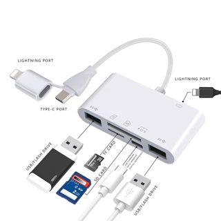 Hub USB E Leitor De Cartão 7 Em 1-Adaptador Multiportas Para Transferência De Dados De Dispositivos Cruzados