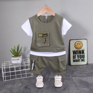 Roupas de Algodão Patchwork Shorts e T Shirts para Bebê e Crianças Verão 0-5 Anos
