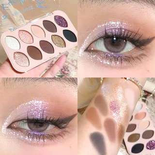 Dez Cores Paleta de Sombra Perolada Brilho Fino Brilhante Fino Feminino Feminino Coloração Diária Maquiagem Natural Segurando 10 Cores Sombra Perolada