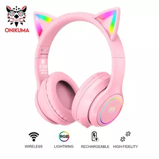 ONIKUMA B90 RGB Cat Ear Wireless Bluetooth 5.0 Fones De Ouvido Estéreo Para Jogos Esportivos Com Cancelamento De Ruído