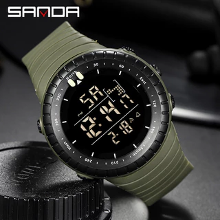 SANDA Moda Simples E Personalizado Digital Grande Mostrador Contagem Regressiva Relógio Multifuncional Pulseira TPU Eletrônico Juvenil À Prova D'água Luminoso