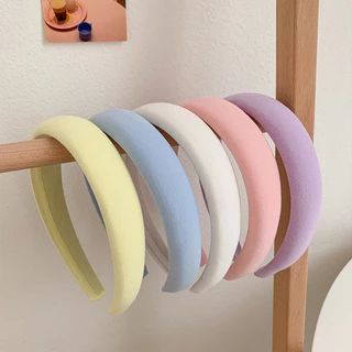 Esponja Faixas De Cabelo Feminino Doce Cor Lado Largo Retro Lavagem Rosto Bandana Moda Coreana Acessórios Para O Mulher