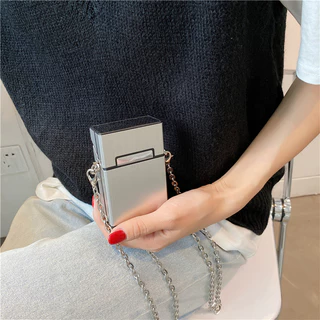 Mini Saco De Cartão Quadrado Crossbody Small Square Card Bag For Women Fashion Cigarette Box Cigarros Com Um Único Ombro Pacote De Acessórios Para Batom