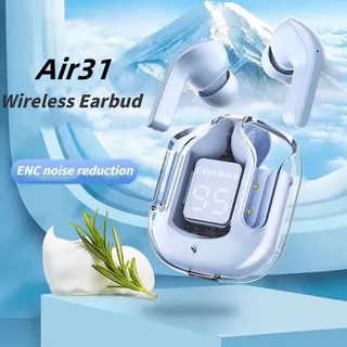 Fones De Ouvido Bluetooth 5.3 Sem Fio Transparentes Air31 Suportam Controle De Chamadas E Toque , Com Tela digital Para