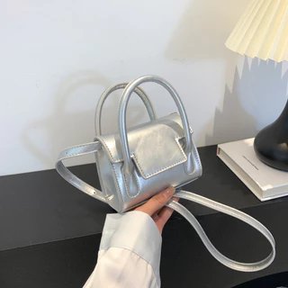 Cor sólida PU fecho de fivela magnética Mini textura mensageiro de um ombro bolsa quadrada pequena