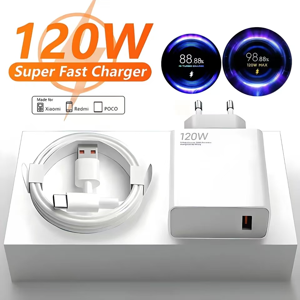 Huybaa Caricabatterie 120W HyperCharge Per Xiaomi/Redmi/POCO – Con Cavo USB-C 6A 2m, 12 Protezioni, Ricarica 0-100% In 25 Minuti