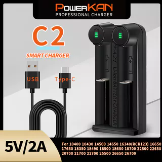 PowerKAN C2 Para Carregador De Bateria Portátil De Lítio 3.6/3.7V Powerbank Compatível Com 14500/18650/26650/21700/. etc
