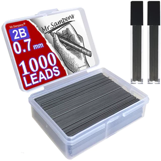 1000 Peças 0.7mm 0.5mm 2B Recarga De Lápis Mecânico Plástico Automático Chumbo Preto 0.7 0.5