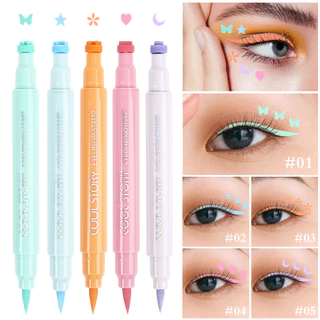 2 em 1 Delineador de Olhos com Selo Duplo de Cabeça Fosco Colorido Não Fácil de Manchar à prova d'água à prova de suor Liso e Liso