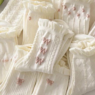 5/9 Pares Mulheres Meias De Brancas Tubo Médio Doce & Leve Feminino
