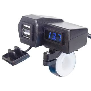 EAFC Motocicleta Carregador USB Duplo 12V 3.1A Moto 2.1A + 1A 12V A 5V 15W Com Voltímetro Soquetes De Exibição LED