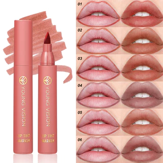 Caneta para tintura labial 6 Cores Opcional Batom de água Forro labial fosco não fácil de colar Tintura labial