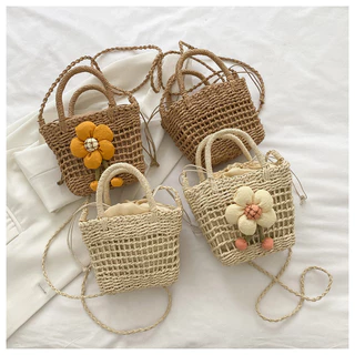 1pc Fashionable Casual Holiday Saco De Palha Para Mensageiro De Férias A Bolsa De Um Ombro Balde De Água Portátil Tecido Lady For Festivals/Vacation /