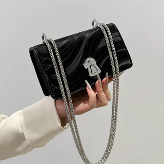 Bolsa de corrente ondulada feminina Fashion pequena bolsa quadrada, bolsa de ombro Casual combinada