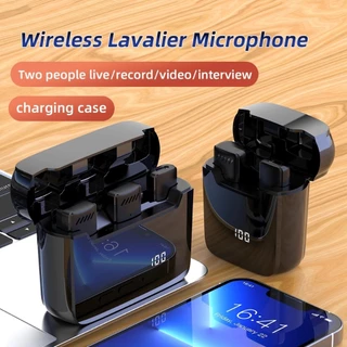 Microfone De Lapela Sem Fio Com Cancelamento De Ruído Mini Para Gravação De Vídeo De Telefone Estojo E Indicador