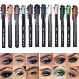 12 Cores Sombra Perolada Sombra Perolada Caneta Brilhante Cosméticos Cosméticos de Longa Duração Não Desbotada Fácil de Colorir Maquiagem Diária de Férias