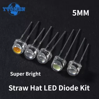 50/100 Pçs Chapéu De Palha LED 5mm Super Brilhante Diodo F5 Emissor De Luz Azul Verde Vermelho Amarelo Branco , Para DIY Eletrônico
