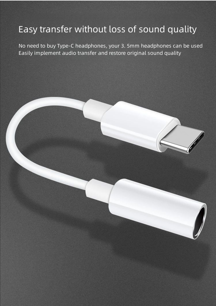 Adaptador de áudio Type-C para 3,5 mm com cabo | Shopee Brasil