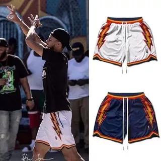 Calça de praia americana Casual reta e solta Calça de praia de seda gelada de secagem rápida Esportes Basquetebol fino de cinco pontos Homens