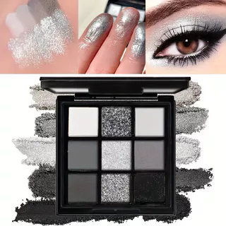 Paleta de sombras de nove cores cisne preto Halloween maquiagem esfumaçada Punk escuro perolado fosco 9 cores sombra