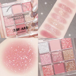 9 Paleta de Sombra Colorida Sombra Perolada Mate Terra Perolada Cor Fina Brilhante Azul Púrpura Sombra Fumada