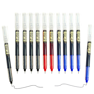 10 Pçs Canetas De Gel Líquido Reto Preto/Azul/Vermelho 0.5mm Secagem Rápida Escola Escritório Escrita Caneta Exame Supri