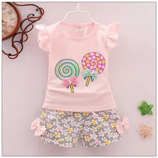 Conjuntos De Roupas Para Meninas Bebês Camisetas + Calças Curtas Toddler De Verão Impressas