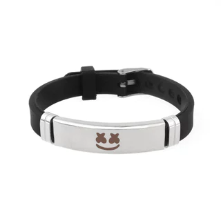 Aço Inoxidável Moda Masculina Hip-hop Rock Silicone Rosto Sorridente Bracelete De Titânio Pulseira Acessórios De Jóias