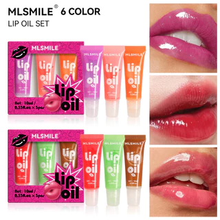 Mlsmile Venda a Quente Conjunto de Brilho Labial Sabor Frutas Conjunto de Brilho Labial Hidratante Transparente Cuidados com os Lábios Óleo Labial Hidratante de Longa Duração Bálsamo Labial Reparador